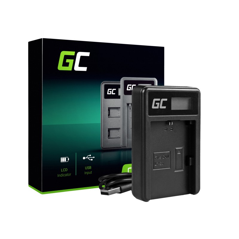 Camera Battery Charger LC-E6 Green Cell ® for Canon LP-E6, EOS 70D, 5D Mark II/ III, 80D, 7D Mark II, 60D, 6D, 7D