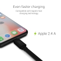 Câble GCmatte Lightning Plat 25 cm avec prise en charge rapide Apple 2.4A