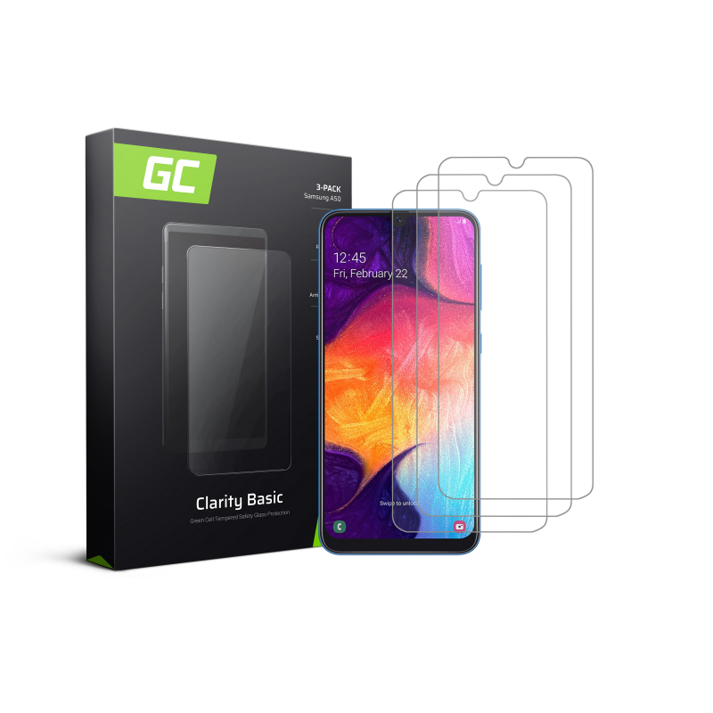 3x Screen Protector for Samsung Galaxy A50 Tempered Glass GC Clarity 9H Military Grade