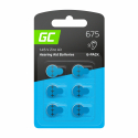 Blister - 6 pcs Green Cell Hearing Aid Batteries Typ 675 P675 PR44 ZL1 Zinc Zinc-Air for hearing aids and otoplastics