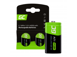 Green Cell Rechargeable batteries 2x C R14 HR14 Ni-MH 1.2V 4000mAh