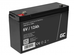 Green Cell® AGM Batterie 6V 12Ah VRLA Wartungsfrei Bleiakku für Elektro Spielzeug Alarm UPS Notstrom Waage Fiskaldrucker Kasse