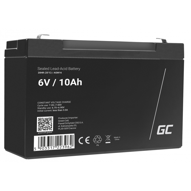 Green Cell ® Gel Battery AGM VRLA 6V 10Ah