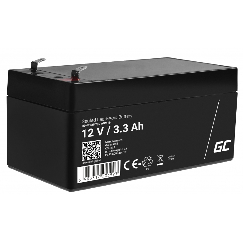 Green Cell ® Gel Batterie AGM VRLA 12V 3.3Ah
