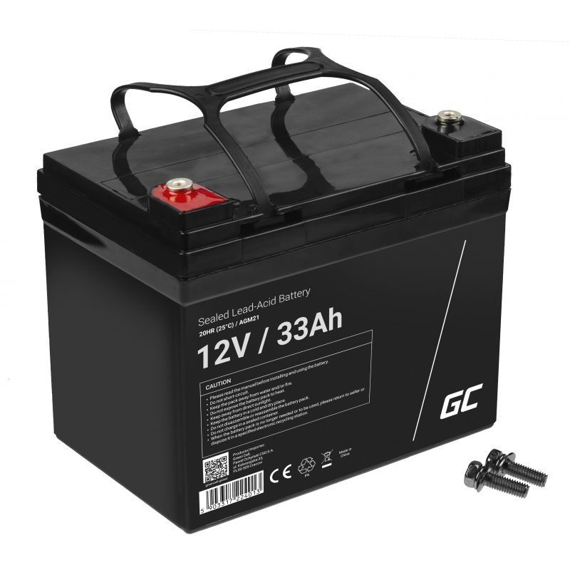 AGM Battery Lead Acid 12V 33Ah Maintenance Free Green Cell for scooters and fishing boats