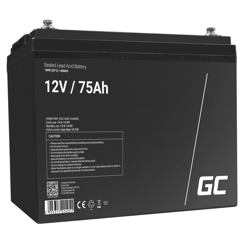Green Cell ® Gel Batterie AGM VRLA 12V 75Ah