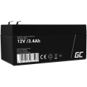 Green Cell® AGM VRLA 12V 3.4Ah bezobsługowy akumulator do systemu alarmowego kasy fiskalnej zabawki
