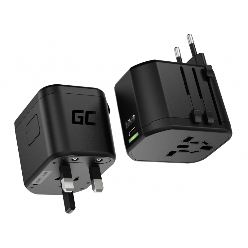 Green Cell GC TripCharge PRO Universal Adapter with USB-A UC and USB-C PD 18W ports
