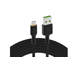 Kabel Green Cell GC Ray USB - Micro USB 200cm, pomarańczowy LED, szybkie ładowanie Ultra Charge, QC3.0