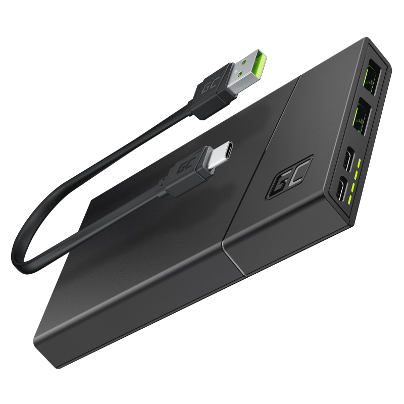Powerbank Green Cell GC PowerPlay10S 10000mAh mit Schnellladung 2x USB Ultra Charge und 2x USB-C Power Delivery 18W