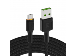 Green Cell GC Ray USB-Kabel - Micro USB 200cm, orange LED, Ultra Charge Schnellladefunktion, QC3.0