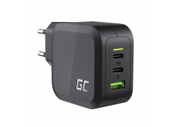Green Cell Ładowarka sieciowa 65W GaN GC PowerGan do Laptopa, MacBooka, Telefonu,  Tabletu, Nintendo Switch - 2x USB-C, 1x USB-A
