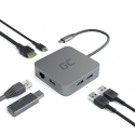Adapter, Przejściówka, HUB USB-C Green Cell 6w1 (USB 3.0 HDMI Ethernet USB-C) do Apple MacBook, Dell XPS, Asus ZenBook i innych