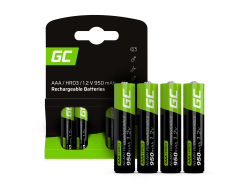 Green Cell Rechargeable Ni-MH Batteries 4x AAA HR03 950mAh