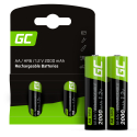 Green Cell Rechargeable Ni-MH Batteries 2x AA HR6 2000mAh