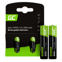 Green Cell Rechargeable Ni-MH Batteries 2x AAA HR03 950mAh