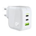 Green Cell Chargeur secteur Blanc 65W GaN GC PowerGan pour Laptop, MacBook, Iphone, Tablet, Nintendo Switch - 2x USB-C, 1x USB-A