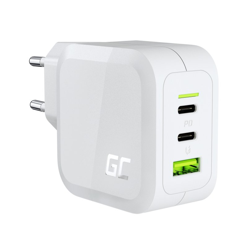 Ładowarka sieciowa Green Cell GC PowerGaN 65W (2x USB-C Power Delivery, 1x USB-A kompatybilne z Quick Charge 3.0)