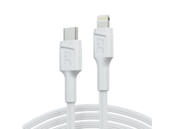 Cable White Lightning – USB-C 1m MFi Green Cell PowerStream with fast charging Power Delivery, for Apple iPhone