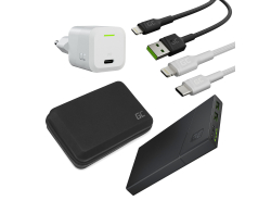 Mobilny zestaw do szybkiego ładowania iPhone. Power Bank + Ładowarka GaN 33W + Kable USB-C Lightning i USB-A Lightning + Etui
