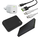 Mobile quick-charging kit for your iPhone. Power Bank + GaN 33W charger + USB-C Lightning and USB-A Lightning cables + Case