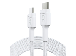 Cable White USB-C Type C 2m Green Cell PowerStream with fast charging Power Delivery 60W, Ultra Charge, Quick Charge 3.0