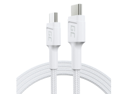 Cable Blanc USB-C Type C 1,2m Green Cell PowerStream Charge rapide Power Delivery 60W, Ultra Charge, Quick Charge 3.0