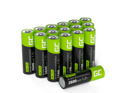 Green Cell Baterie Akumulatorki Paluszki 16x AA R6 2600mAh