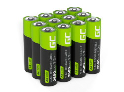 12x Batteries AA R6 2600mAh Ni-Mh Accumulators Green Cell