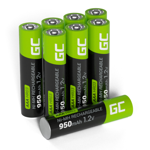 8x Piles AAA R3 950mAh Ni-MH Batteries rechargeables Green Cell - Green Cell