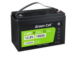 Green Cell akumulator LiFePO4 100Ah 12.8V 1280Wh Litowo-Żelazowo-Fosforanowy do Fotowoltaiki, Przyczep kempingowych