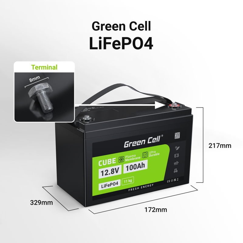 LiFePO4 Akku 100Ah 12.8V 1280Wh Lithium-Eisen-Phosphat Batterie