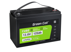 Green Cell LiFePO4 battery 12.8V 125Ah 1600Wh LFP lithium battery 12V with BMS for motorhome solar wind energy foodtruck caravan