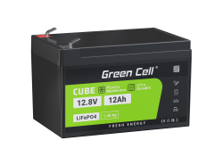 Green Cell akumulator LiFePO4 12Ah 12.8V 153.6Wh Litowo-Żelazowo-Fosforanowy do Wózka inwalidzkiego, Sprzętu wodnego,Skutera