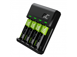 Battery Charger AA and AAA Ni-MH Green Cell + 4x Batteries AA R6 2000mAh
