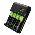 Batterieladegerät Ladegerät für Ni-MH AA Mignon / AAA Micro Akkus Green Cell + 4x Akku Mignon AA R6 2000mAh