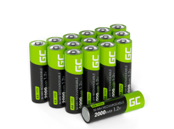 16x Piles AA R6 2000mAh Ni-MH Batteries rechargeables Green Cell