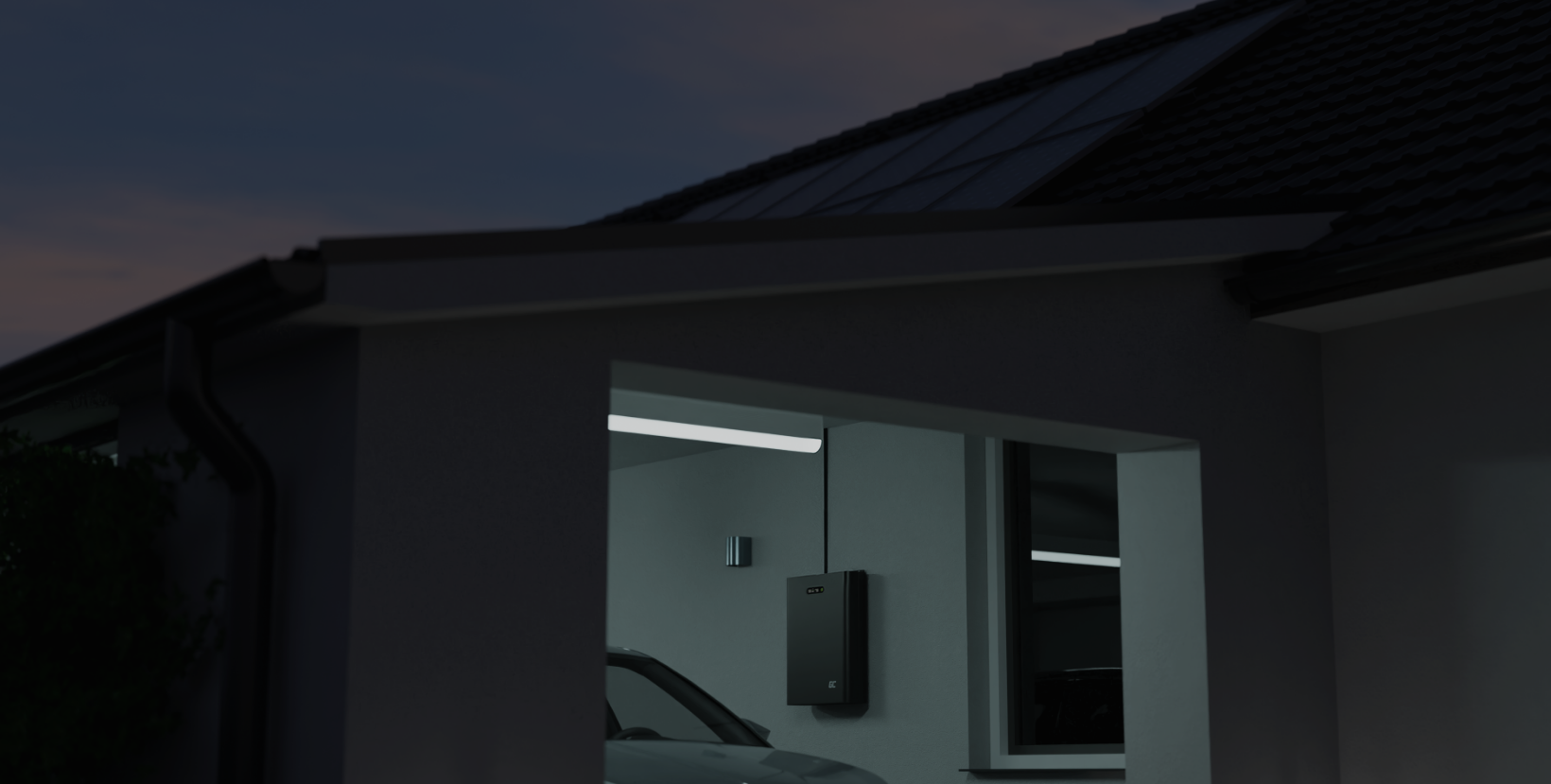 PowerNest and car in garage